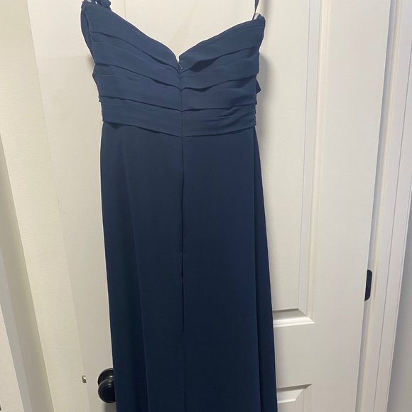 Navy chiffon Bill Levkoff gown - Picture 3 of 6